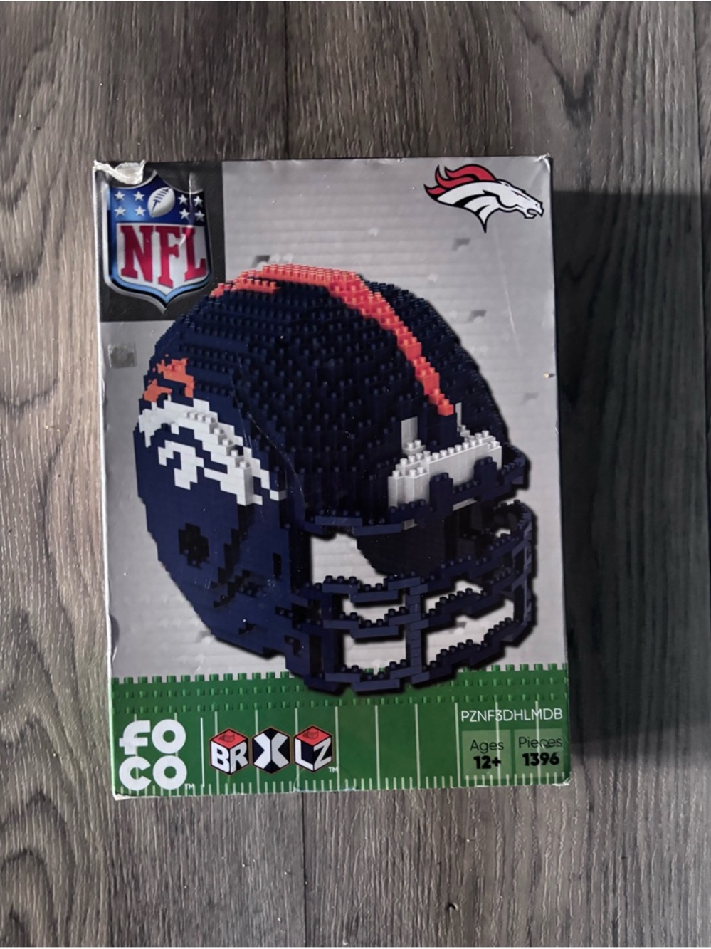 NFL Denver Broncos Brick Helmet Set - Navy, Orange & White